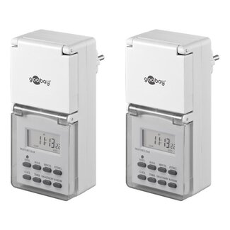 Goobay Goobay Digitale Zeitschaltuhr 2er-Set - 10 Programme/Woche - IP44 Außen - Weiß