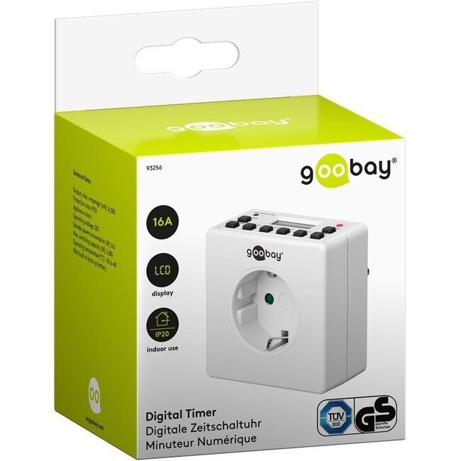 Goobay kompakte digitale Zeitschaltuhr - 10 Programme/Woche - für Innen - Weiß