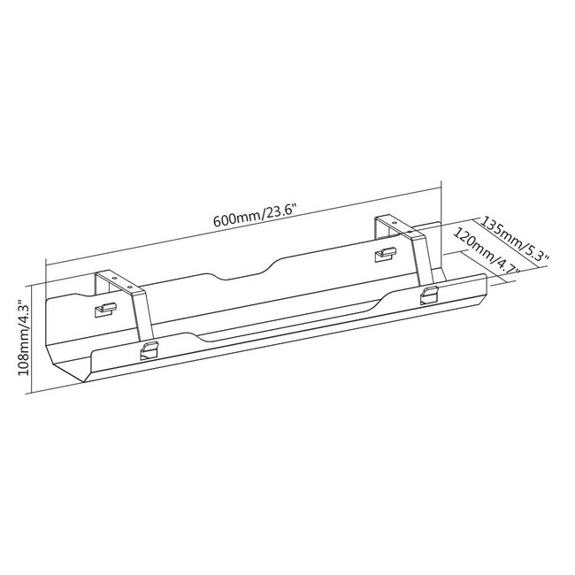 My Wall Kabelkanal für unter den Schreibtisch - 60 x 10,8 cm / Schwarz
