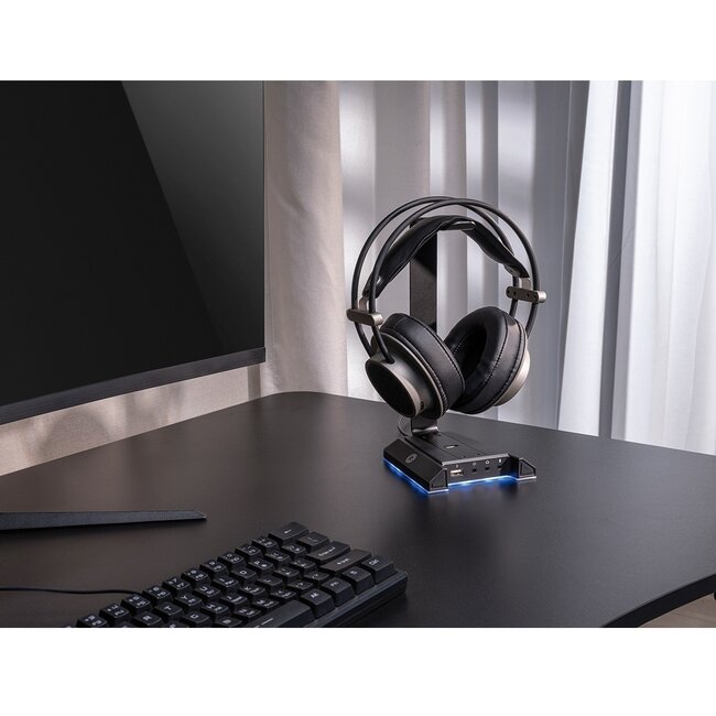 My Wall Tischständer für Headsets mit integrierter Soundkarte / Schwarz