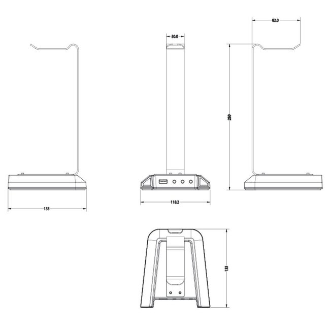 My Wall Tischständer für Headsets mit integrierter Soundkarte / Schwarz