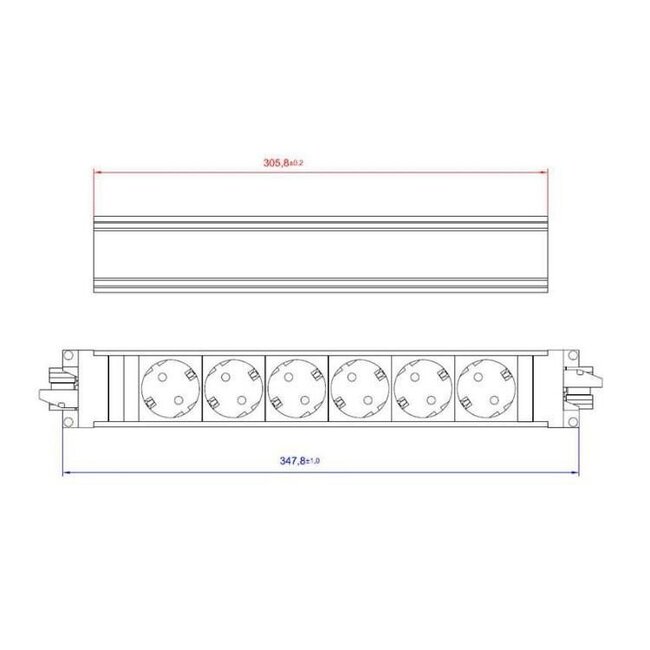 Bachmann Steckdosenleiste mit Wieland GST18® Installationsstecker, 6-fach, schwarz