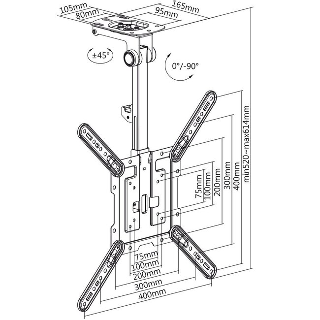 My Wall Deckenhalterung für Bildschirme bis 55 Zoll / klappbar / schwarz