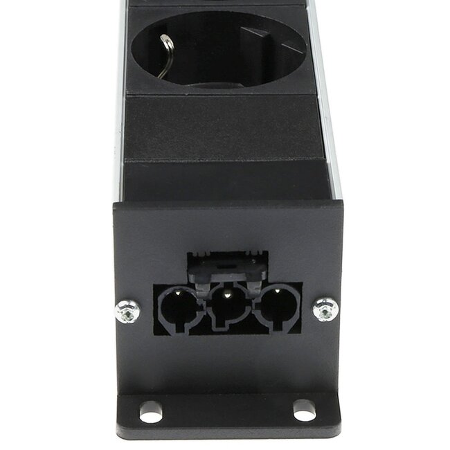 Plenty Steckdosenleiste mit Prolink Installationsstecker und 4 Kontakten / Schwarz/Silber