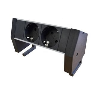 Plenty Plenty Desktop-Steckdosenleiste mit Prolink-Stecker, 2-fach, Schwarz/Silber