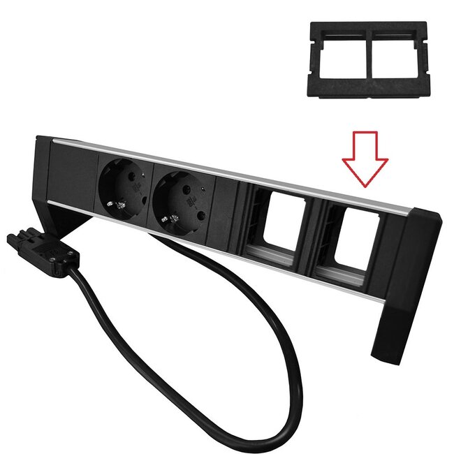 Plenty 2x Keystone Erweiterungsmodul für Prolink Steckdosenleiste / Schwarz