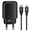 USB-C PD 20W Heimladegerät mit 1 Port und separatem 8-Pin Lightning-USB-Kabel, 1 m, schwarz