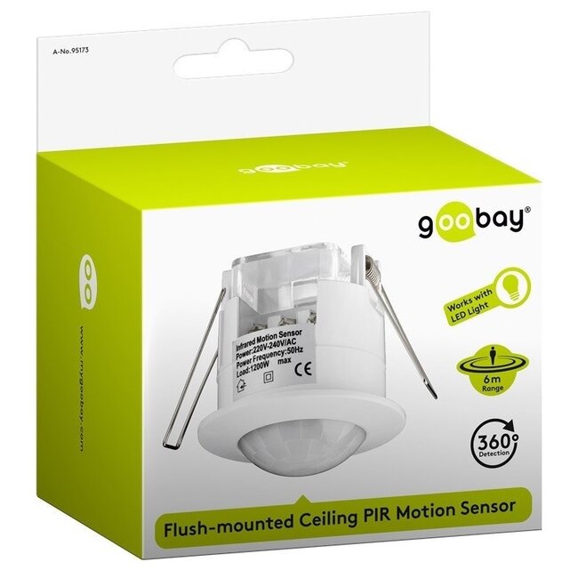 Goobay PIR-Bewegungsmelder - 6m Reichweite - Einbau Decke / Weiß