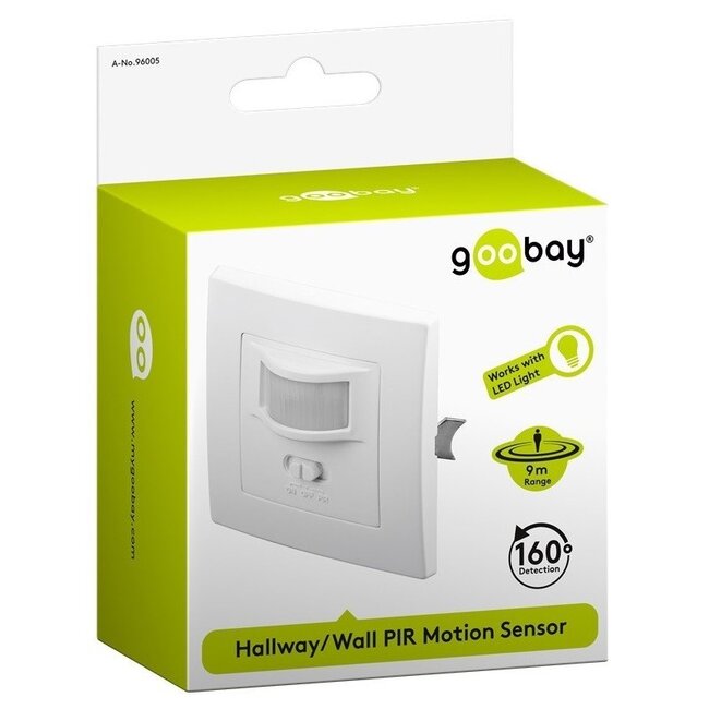 Goobay PIR-Bewegungsmelder - 9m Reichweite - Einbau-Steckdose / Weiß