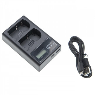 VHBW Duo-Akku-Ladegerät mit Display für Canon BP-508, BP-511, BP-511A, BP-512 & BP-514