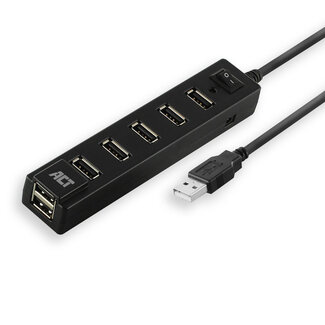 ACT ACT USB-Hub 7 Ports mit Ein-/Ausschalter - USB 2.0 - busbetrieben - schwarz - 0,65 m