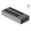 DeLOCK USB-Hub 7 Ports mit Ein/Aus-Schaltern - USB 3.0 - Externes 12V Netzteil / Grau - 1 Meter