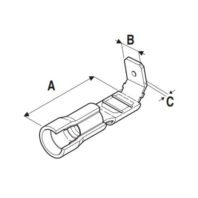 Flachsteckhülse (m + w) - 6,3mm / gelb - halbisoliert (100 Stück)
