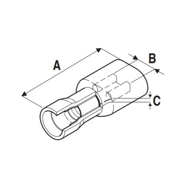 Flachsteckhülse (V) - 6,6mm / gelb - isoliert (100 Stück)