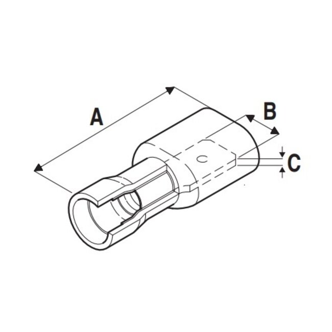 Flachsteckhülse (m) - 6,3 mm / gelb - isoliert (100 Stück)