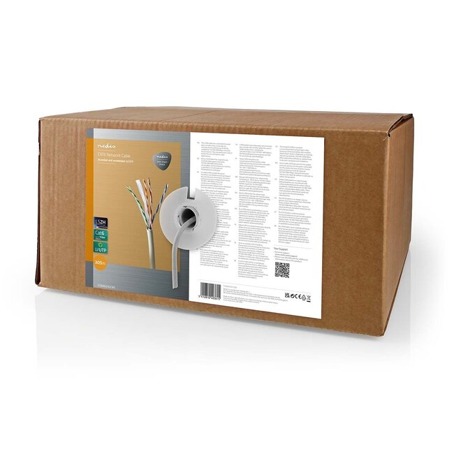 Nedis U/UTP CAT6 Gigabit Netzwerkkabel flexibel AWG24 LSZH grau 305m