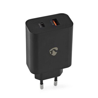 Nedis Nedis Heimladegerät 65W mit 1x USB-C PD & 1x USB-A Quick Charge 3.0 - Smart IC - Schwarz
