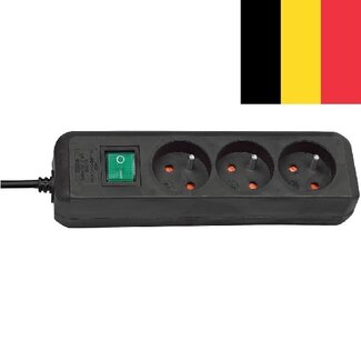 Brennenstuhl Brennenstuhl Eco-Line Steckdosenleiste 3-fach mit Schalter, 3m, schwarz (Belgien)