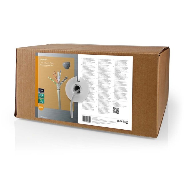 Nedis S/FTP CAT6 Gigabit Netzwerkkabel flexibel AWG27 LSZH grau 305m