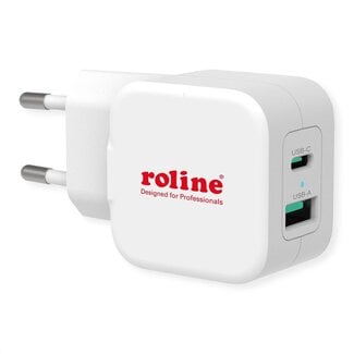 Roline Roline Heimladegerät mit 1 USB-C PD & 1 USB-A Quick Charge 3.0 - 20W / Weiß