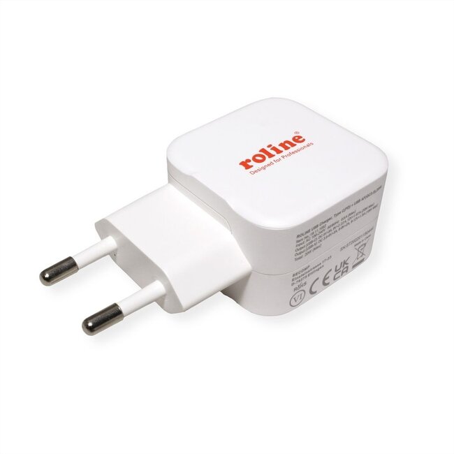 Roline Heimladegerät mit 1 USB-C PD & 1 USB-A Quick Charge 3.0 - 20W / Weiß