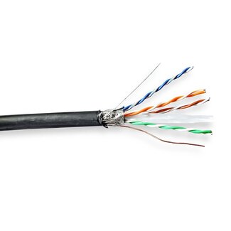 Nedis Nedis S/FTP CAT6 Gigabit Outdoor-Netzwerkkabel mit festen Adern - AWG24 / Schwarz - 100 Meter
