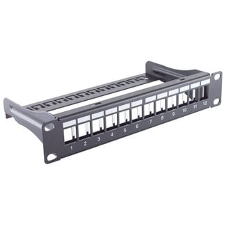S-Impuls 10 Zoll Patchpanel mit Kabelmanagement | 12 Keystone Module | 1U | Schwarz
