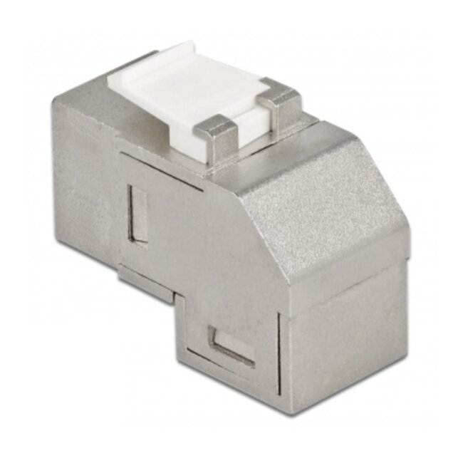 STP CAT6a 10G Keystone Modul RJ45 - RJ45 90° Winkel / Zinkdruckguss