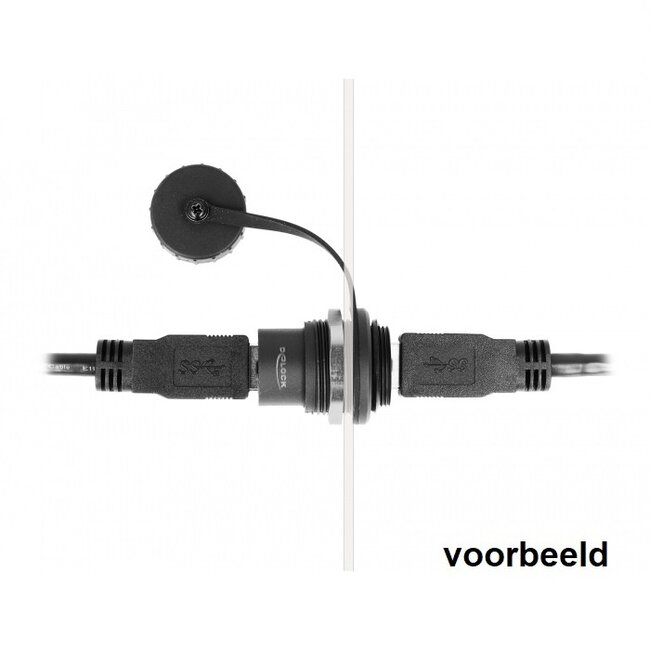 USB 3.0 Einbaubuchse mit Schutzkappe - IP67 - Schwarz