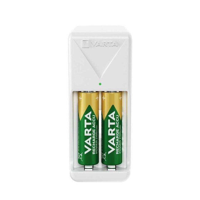 Varta Easy Mini Ladegerät für AA/AAA Batterien, 2x AAA 800 mAh, Weiß