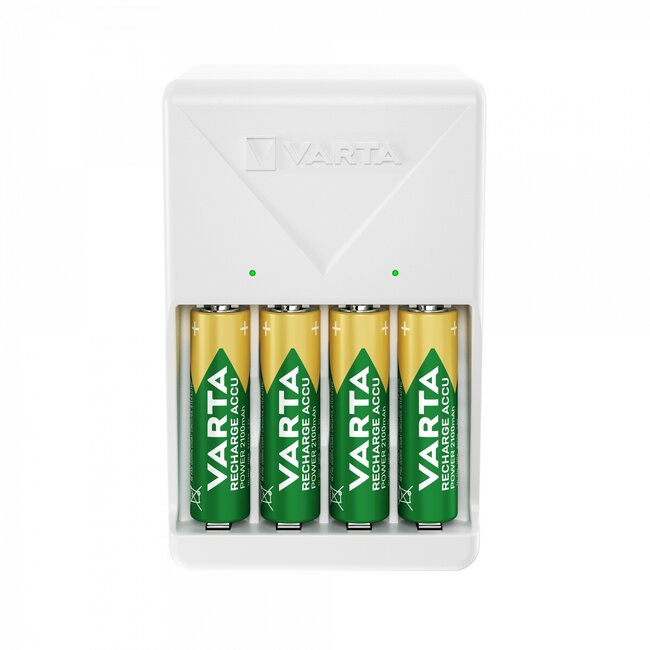 Varta Easy Plug Ladegerät für AA/AAA Batterien mit 4x AA 2100 mAh Weiß