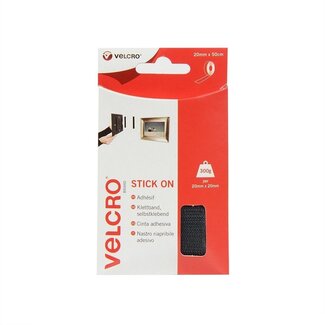 Velcro Klettband selbstklebend Rolle 2-teilig 20mm Schwarz (0,50m)