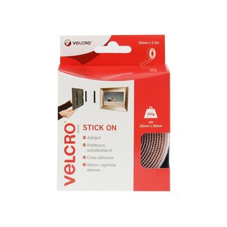 Velcro Klettband Selbstklebend Rolle 2-teilig 20mm Weiß (2,5m)