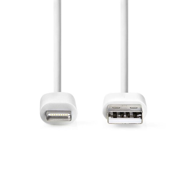 Nedis 8-Pin Lightning auf USB-A Kabel - USB 2.0 - 2,4A - Weiß - 3 Meter