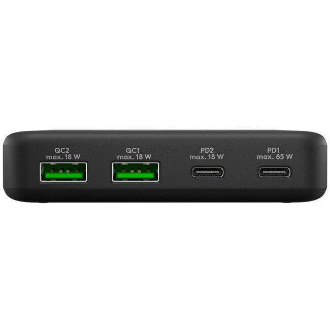 Goobay Heimladegerät 65W mit 2 USB-C PD & 2 USB-A QC Ports – GaN – Schwarz