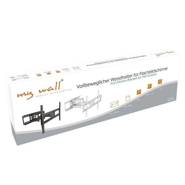 My Wall Wandhalterung für Bildschirme bis 70 Zoll / Full Motion (3 Drehpunkte) / Weiß