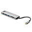 ACT USB-C Hub mit 3x USB-A, 1x USB-C PD 60W & Kartenleser – USB 3.0, Aluminium, 0,15 m