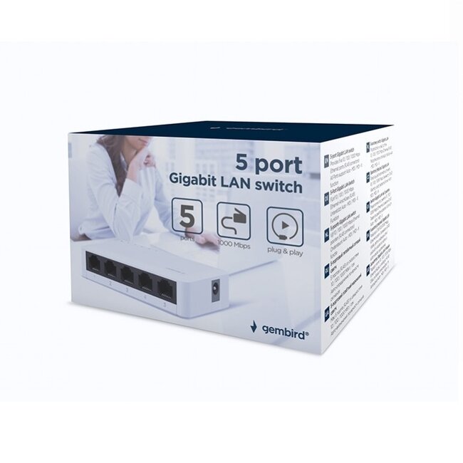 Gembird 5-Port Gigabit Ethernet Switch Weiß