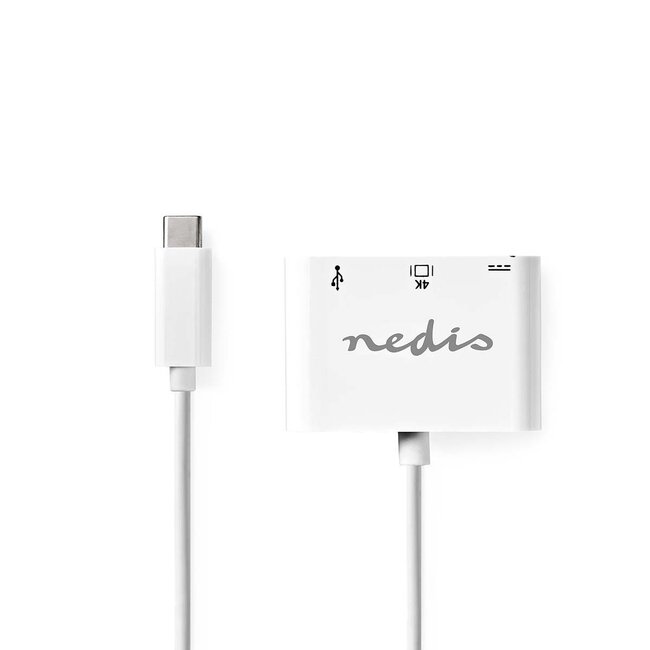 Nedis USB-C auf HDMI 4K 30Hz, USB-A & USB-C PD 60W Adapter Weiß - 0,20 m