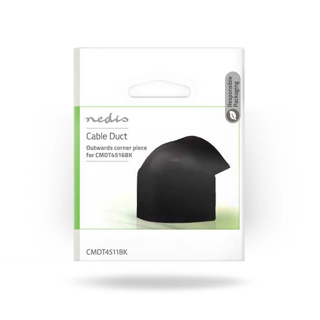 Nedis Kunststoff-Eckstück für halbrunde Kabelkanäle 4,4 cm - über Eck / Schwarz