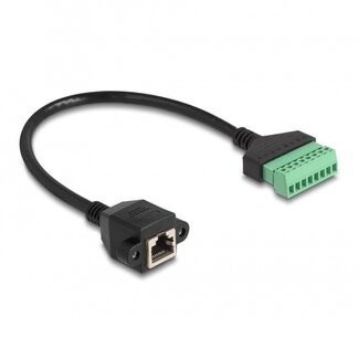 DeLOCK RJ45 (v) - 2-teiliges Terminalblock Kabel - U/UTP - CAT6 Gigabit / Schwarz - 0,30 m