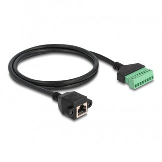 DeLOCK RJ45 (v) - 2-teiliges Terminalblock Kabel - U/UTP - CAT6 Gigabit / Schwarz - 1 Meter
