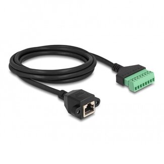 DeLOCK RJ45 (v) - 2-teiliges Terminalblock Kabel - U/UTP - CAT6 Gigabit / Schwarz - 2 Meter