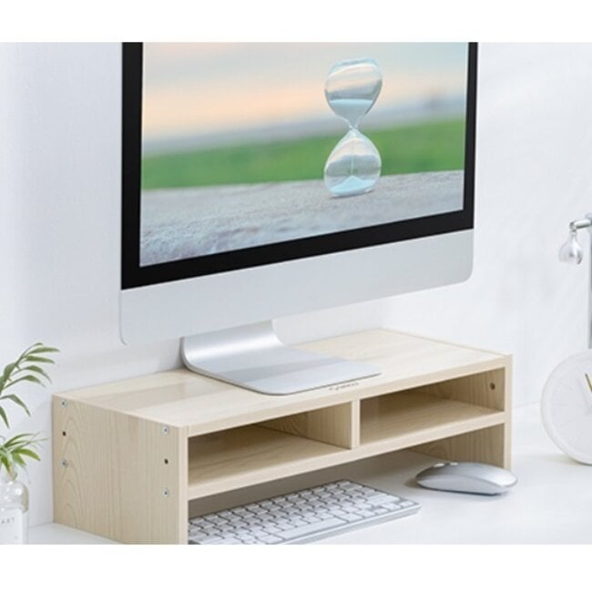 Orico ergonomischer Monitorständer mit Aufbewahrungsfächern, Holzoptik