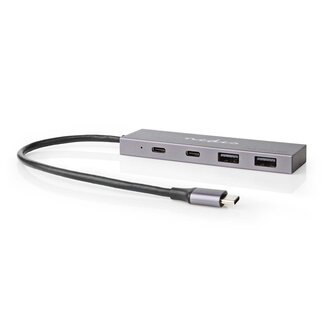 Nedis Nedis USB-C Hub mit 2x USB-A & 2x USB-C, USB 3.2 (bis 10 Gbit/s), Aluminium, 0,15 m