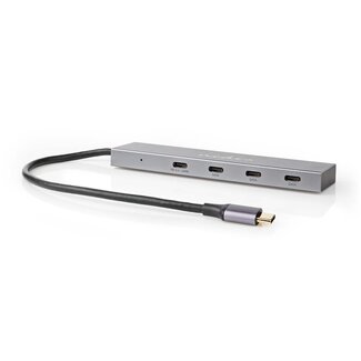 Nedis Nedis USB-C Hub mit 3x USB-C & 1x USB-C PD 100W - USB3.2 (bis 10 Gbit/s) / Aluminium - 0,15 m