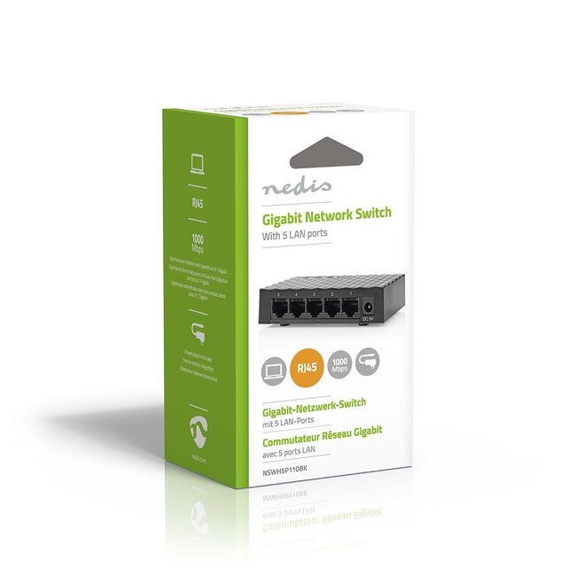 Nedis 5-Port Gigabit Ethernet Switch – Schwarz