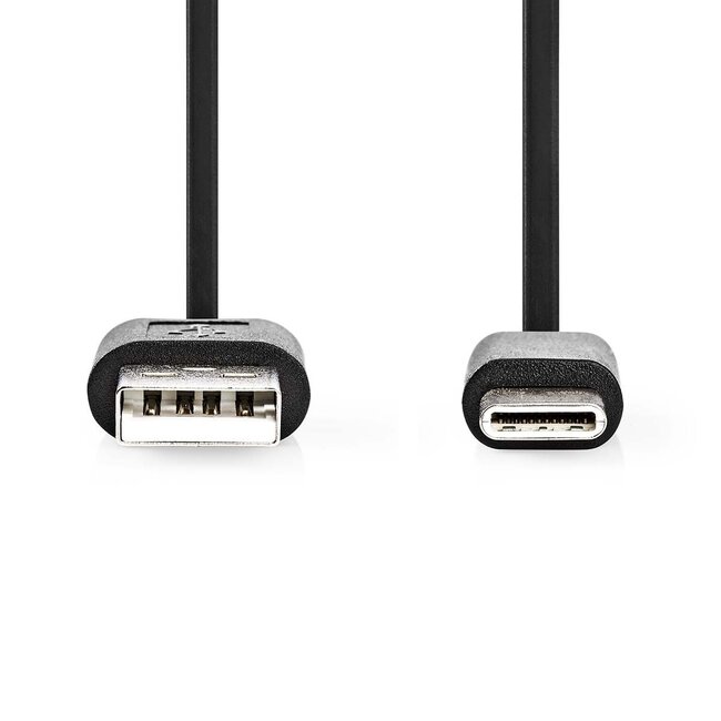 Nedis USB-C zu USB-A Kabel - USB 2.0 - bis 3A / schwarz - 0,10 m