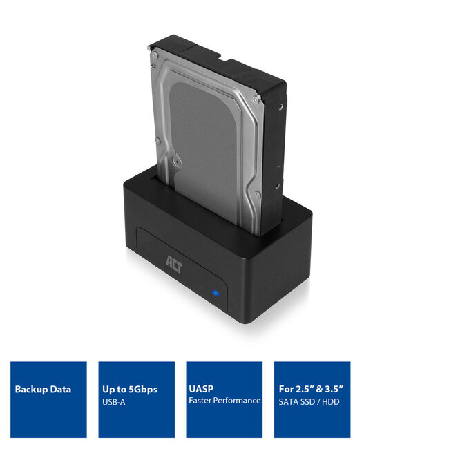 ACT Dockingstation für 2,5'' & 3,5'' SATA HDD/SSD - USB 3.0 (5 Gbps) / Schwarz
