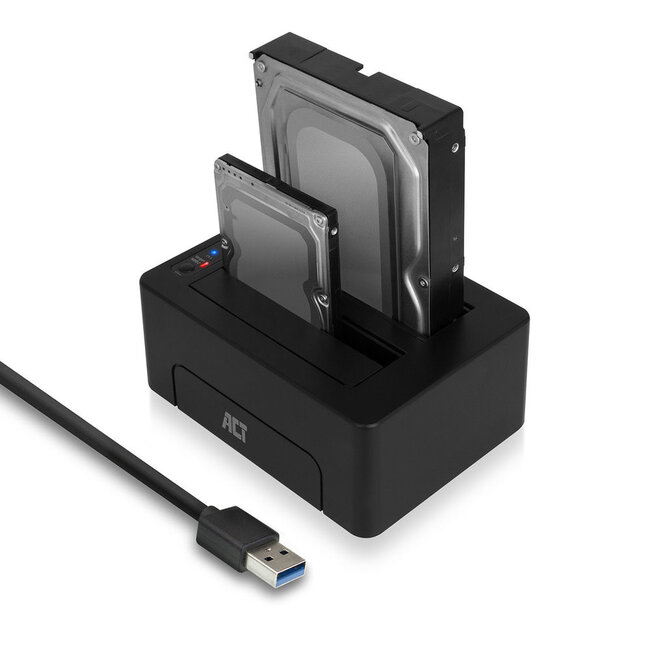 ACT Dual-Bay Dockingstation für 2,5'' & 3,5'' SATA HDD/SSD - USB 3.0 (5 Gbps) / Schwarz